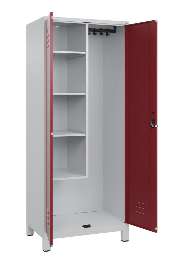 Putzmittelschrank, mit Füßen | Rubinrot RAL 3003 | mit Füßen | Lichtgrau RAL 7035 | 400