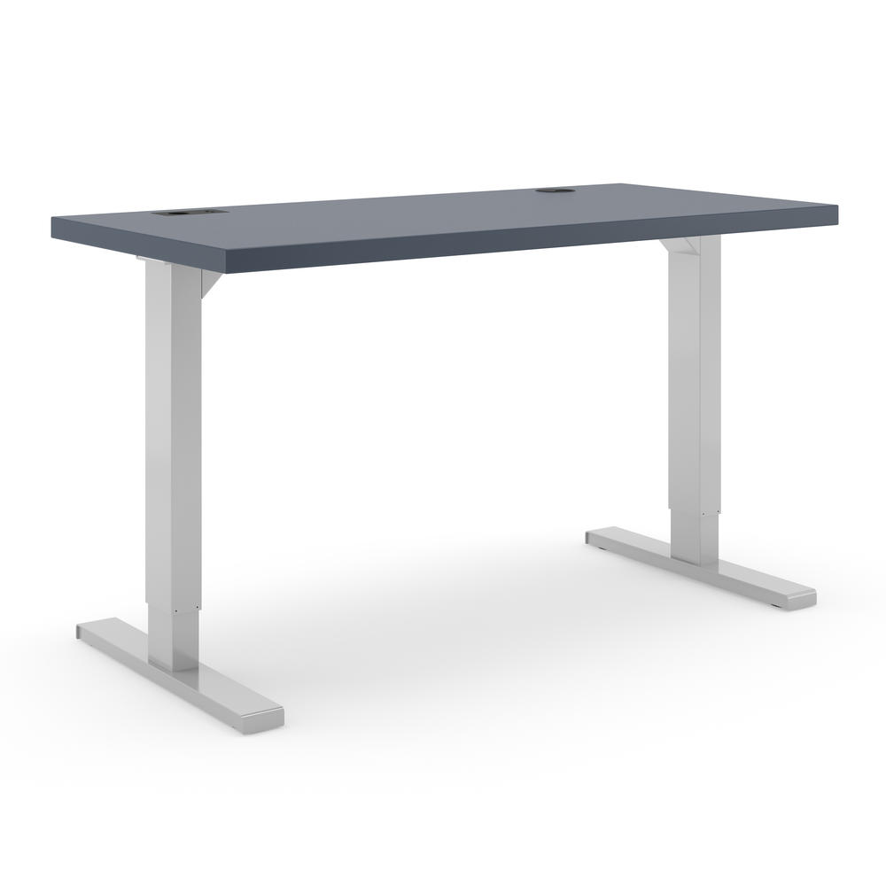 Höhenverstellbarer Schreibtisch Basic ELEMENTS | Blau | Alusilber