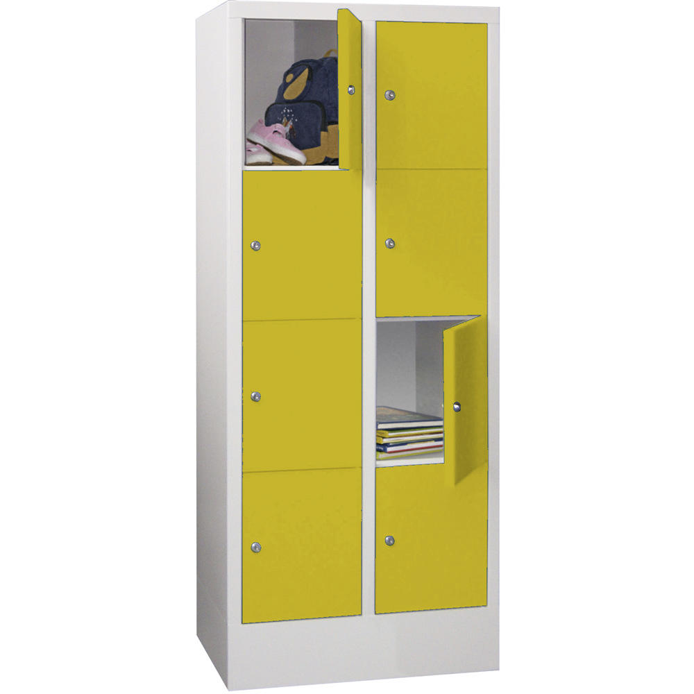 Schließfachschrank CLASSIC mit glatten Türen | Zinkgelb RAL 1018 | 300 | 2 | 8