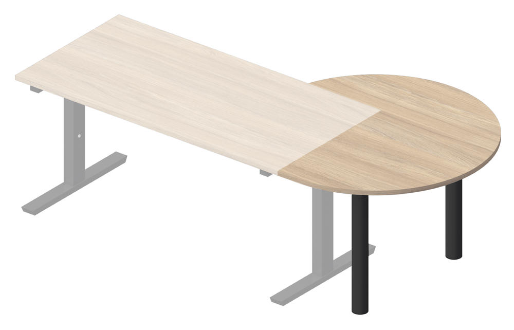 Anbauplatte 3/4 Kreis PROFI MODUL | Eiche hell | Tiefschwarz RAL 9005