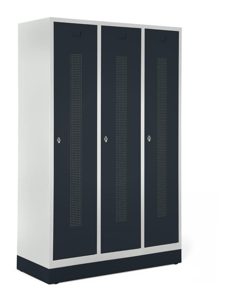Garderobenspinde SYSTEM SP1 mit Sockel | Anthrazit RAL 7021 | mit Sockel | 400 | Zylinderschloss