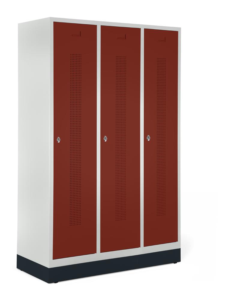 Garderobenspinde SYSTEM SP1 mit Sockel | Rubinrot RAL 3003 | mit Sockel | 400 | Zylinderschloss