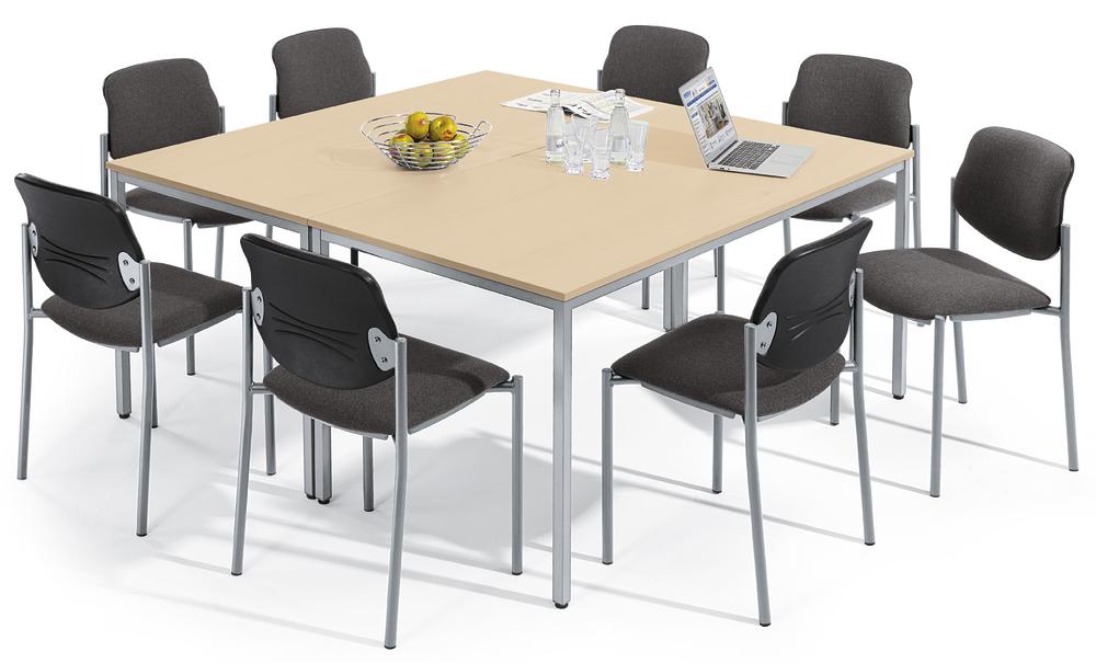 SET-ANGEBOT Besprechungstische BASE MODUL | Ahorndekor | Alusilber RAL 9006