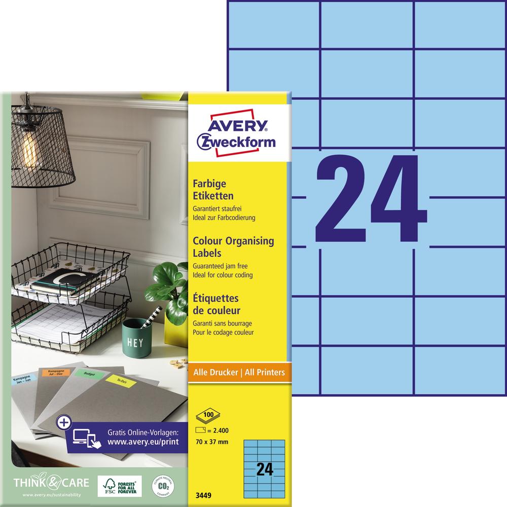 Avery Zweckform Universaletikett 3449 70x37mm blau