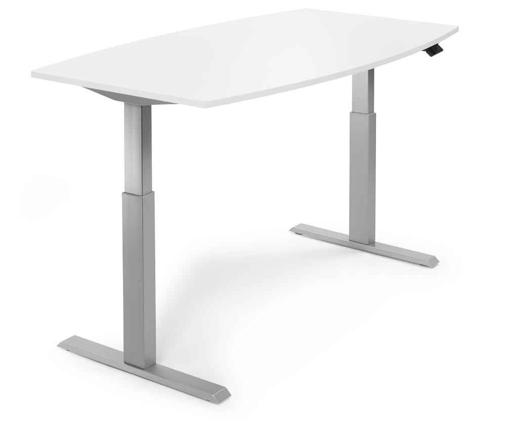Sitz-/ Stehbesprechungstisch, höhenverstellbar | Weiß | 2000 | Alusilber | 715-1205