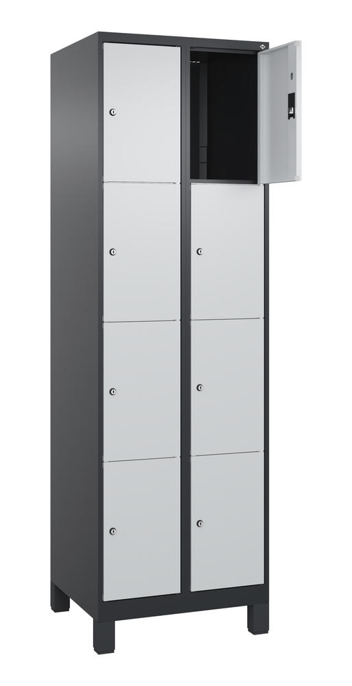 Schließfachschrank CLASSIC PLUS, mit Füßen | Lichtgrau RAL 7035 | mit Füßen | Schwarzgrau RAL 7021 | 300 | 2 | 8