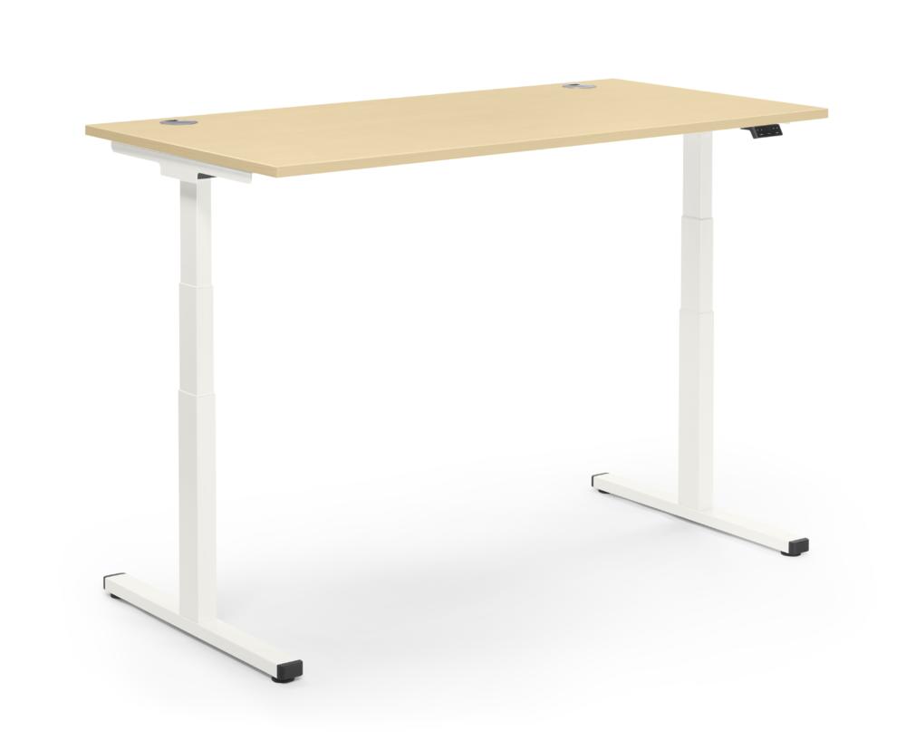 Höhenverstellbarer Schreibtisch MULTI MODUL-PRO | Ahorndekor | 1800 | Weiß
