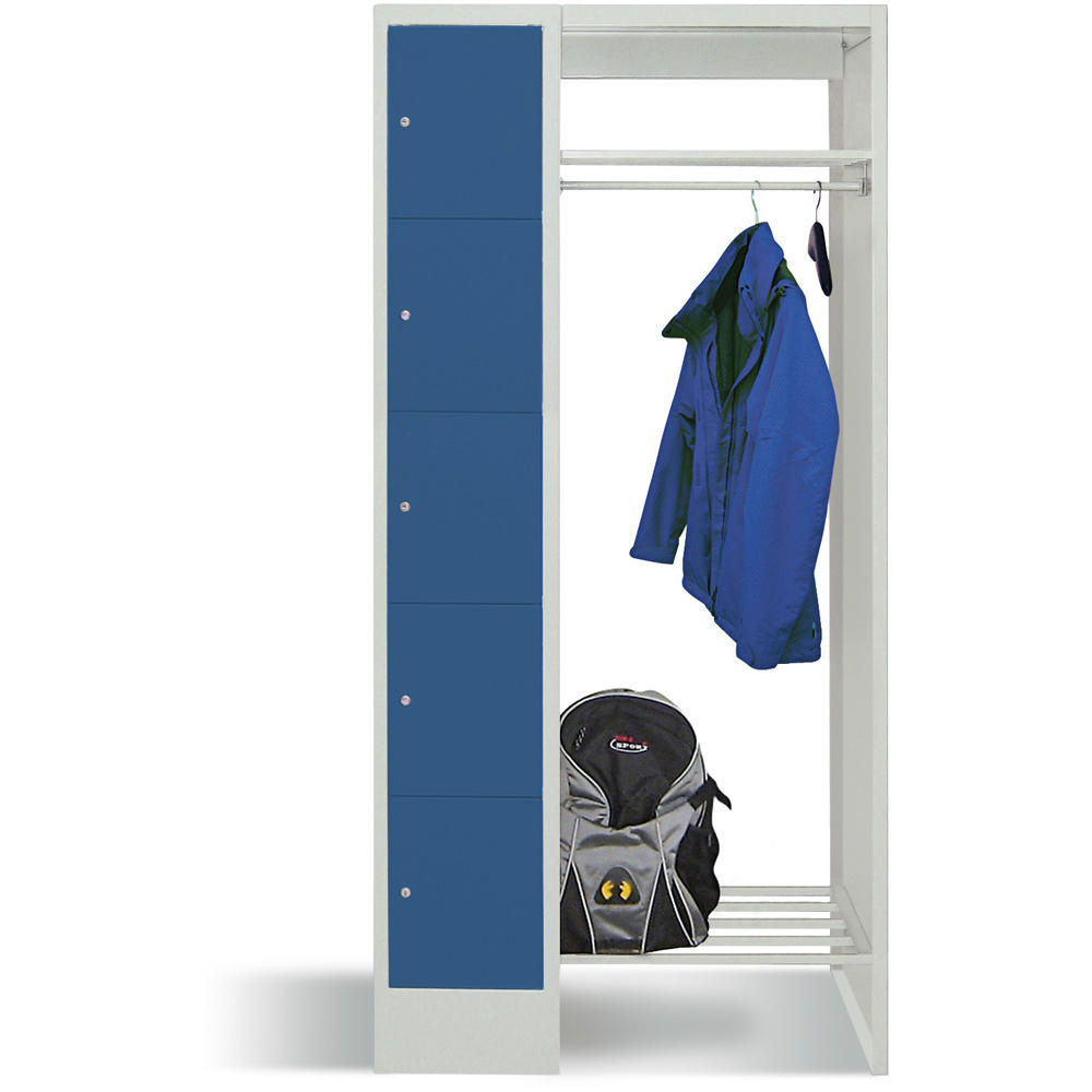 Garderobe mit Schließfachschränken BASIC | Enzianblau RAL 5010 | 300 | 1 | 5