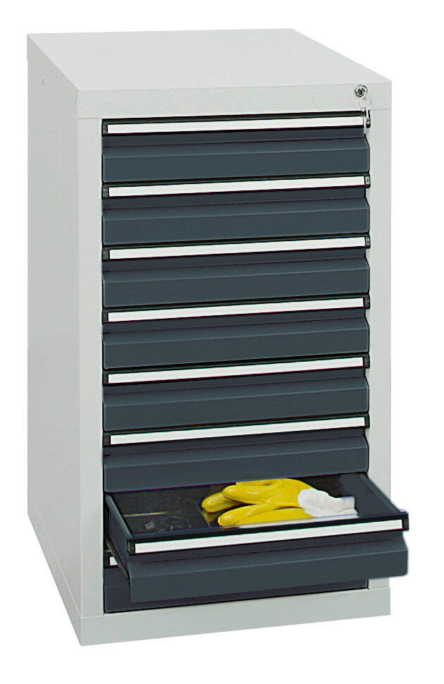 Schubladenschrank SYSTEM DTS 410, 8 Schubladen | Anthrazitgrau RAL 7016 | 900 | 500 | 8 Schübe