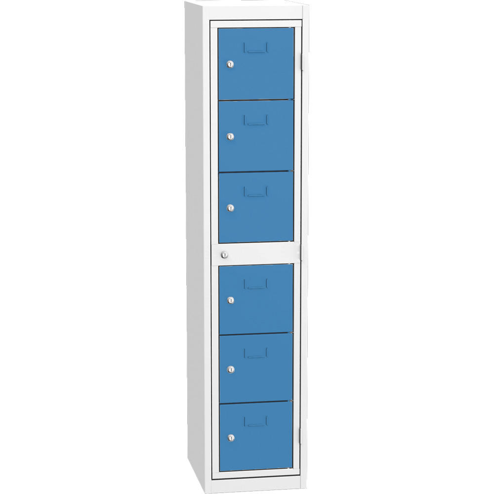 Wäscheausgabeschrank mit 6 Ausgabefächern | Lichtblau RAL 5012 | Zylinderschloss