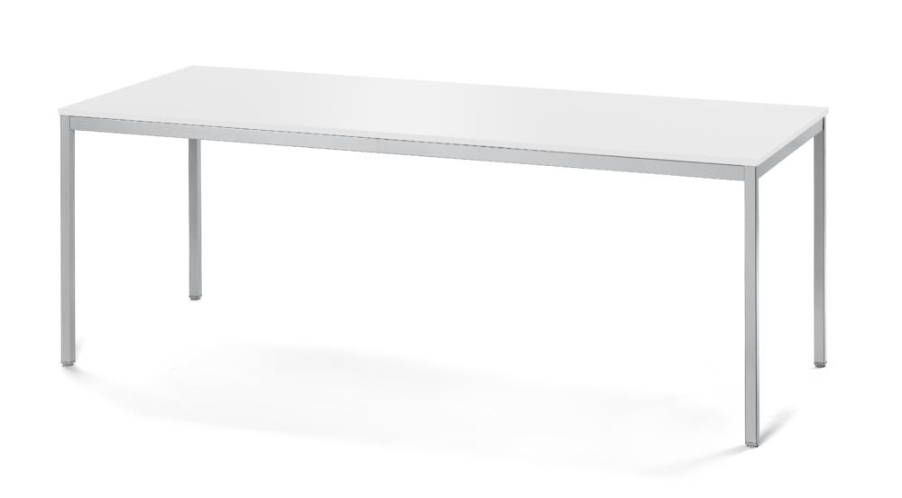 Konferenztisch PROFI MODUL | Weiß | 1800 | 800 | Alusilber RAL 9006 | Rechteck