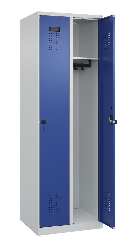 Garderoben-Stahlspind EVOLO PLUS, bodenstehend | Enzianblau RAL 5010 | Bodenstehend | Lichtgrau RAL 7035 | 300 | 2