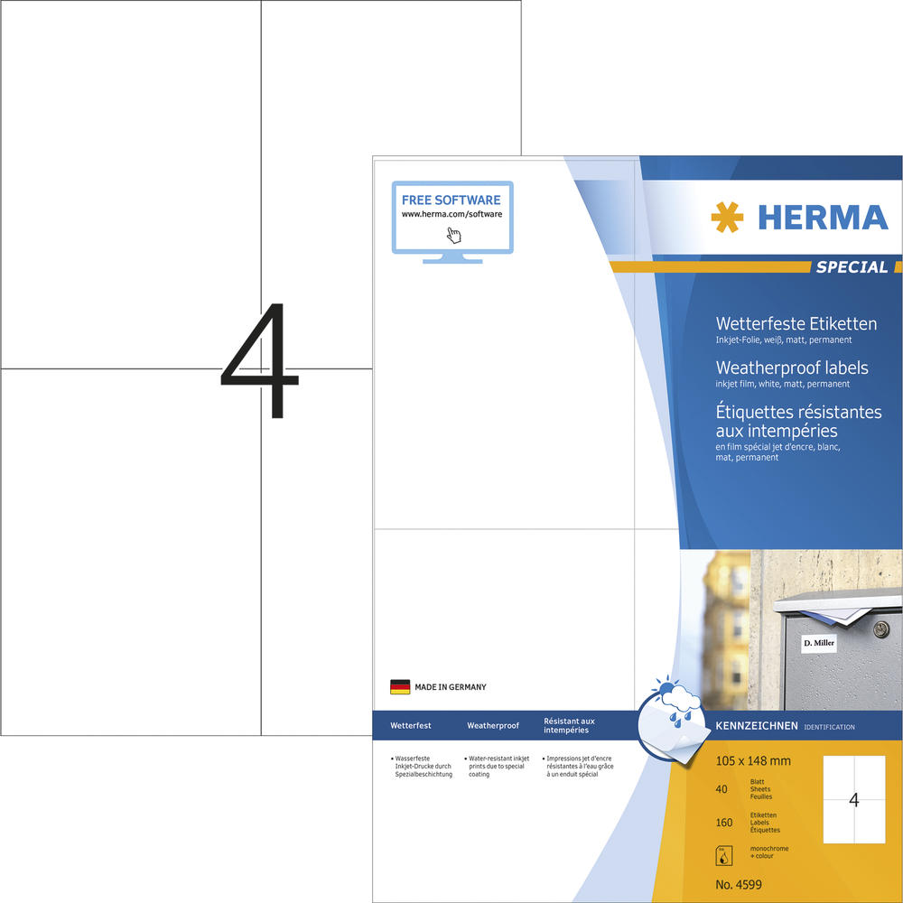 HERMA Etikett 4599 105x148mm ws 160 St./Pack.
