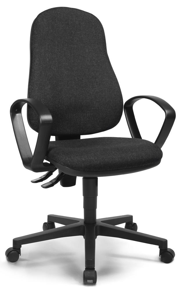 Bürostuhl COMFORT P mit Armlehnen | Anthrazit | Schwarz | feste Armlehnen