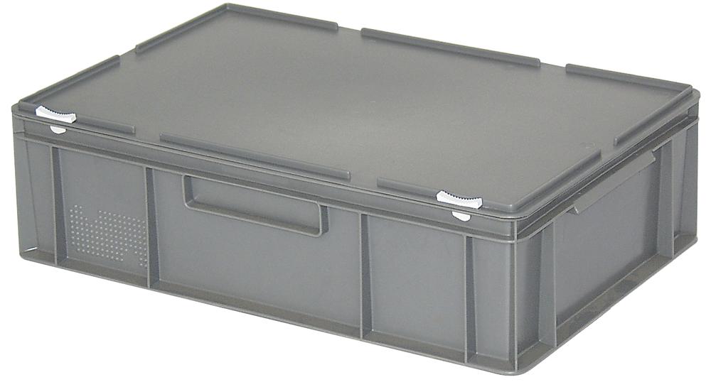 Euronorm-Behälter mit Deckel | Grau | B 400 x H 180 x L 600 mm | 33,00