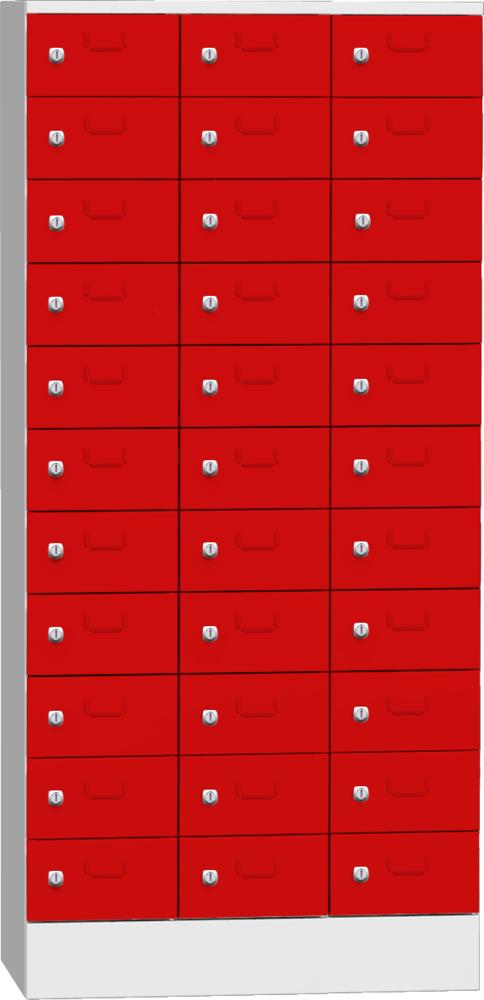 Schließfachschrank mit 33 Fächern | Feuerrot RAL 3000