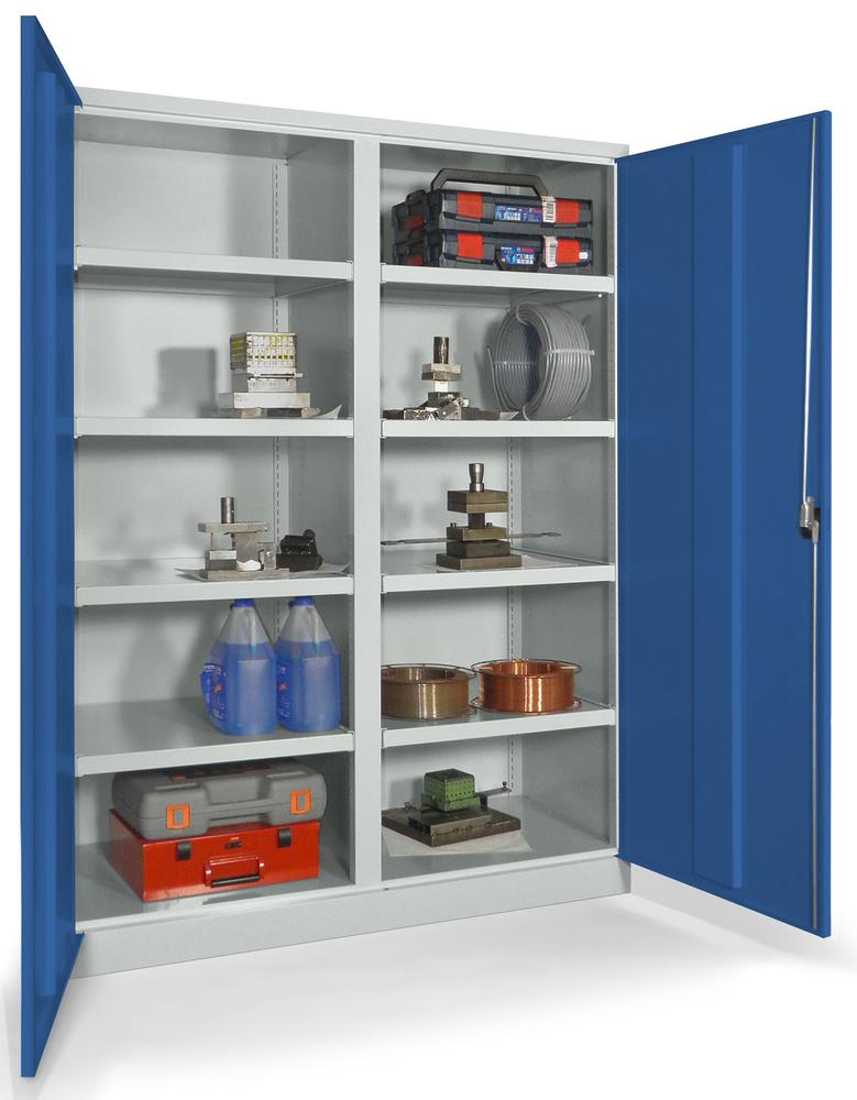 Schwerlastschrank mit Mitteltrennwand | Enzianblau RAL 5010 | 1470 | ohne Schubladen