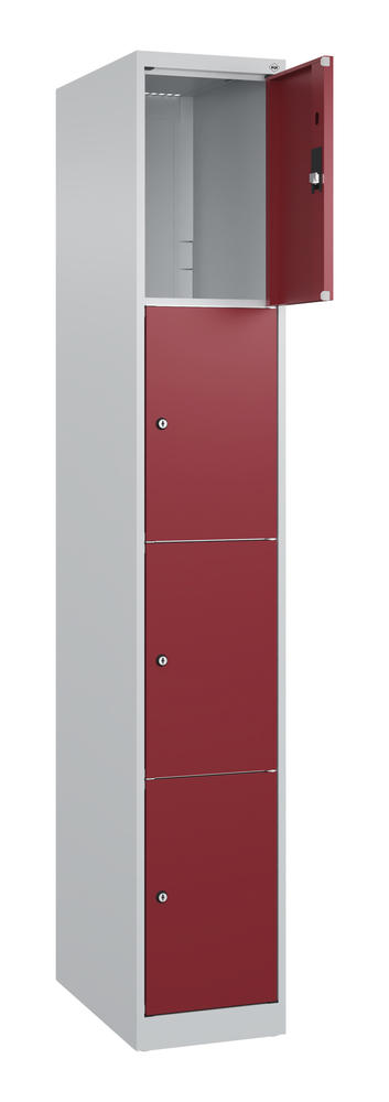 Schließfachschrank CLASSIC PLUS, bodenstehend | Rubinrot RAL 3003 | Bodenstehend | Lichtgrau RAL 7035 | 300 | 1 | 4