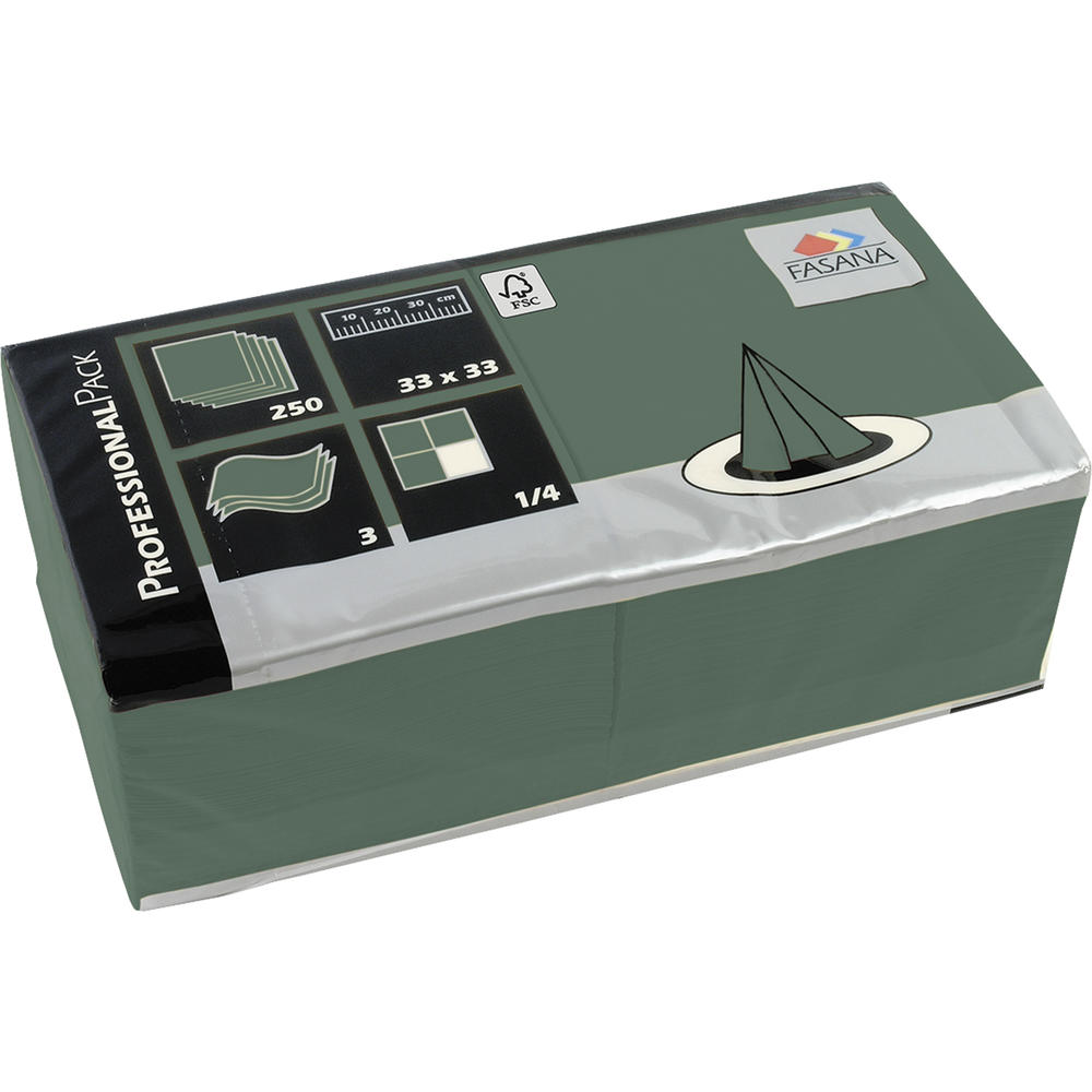 FASANA Serviette 228562 33x33cm 3lagig smaragdgrün