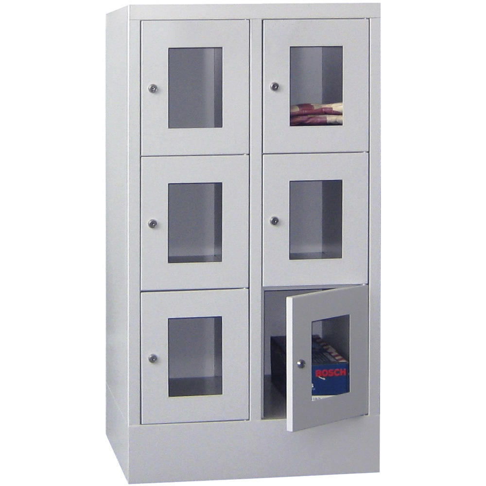 Schließfachschrank CLASSIC mit Sichtfenstertüren | Lichtgrau RAL 7035 | 300 | 2 | 6