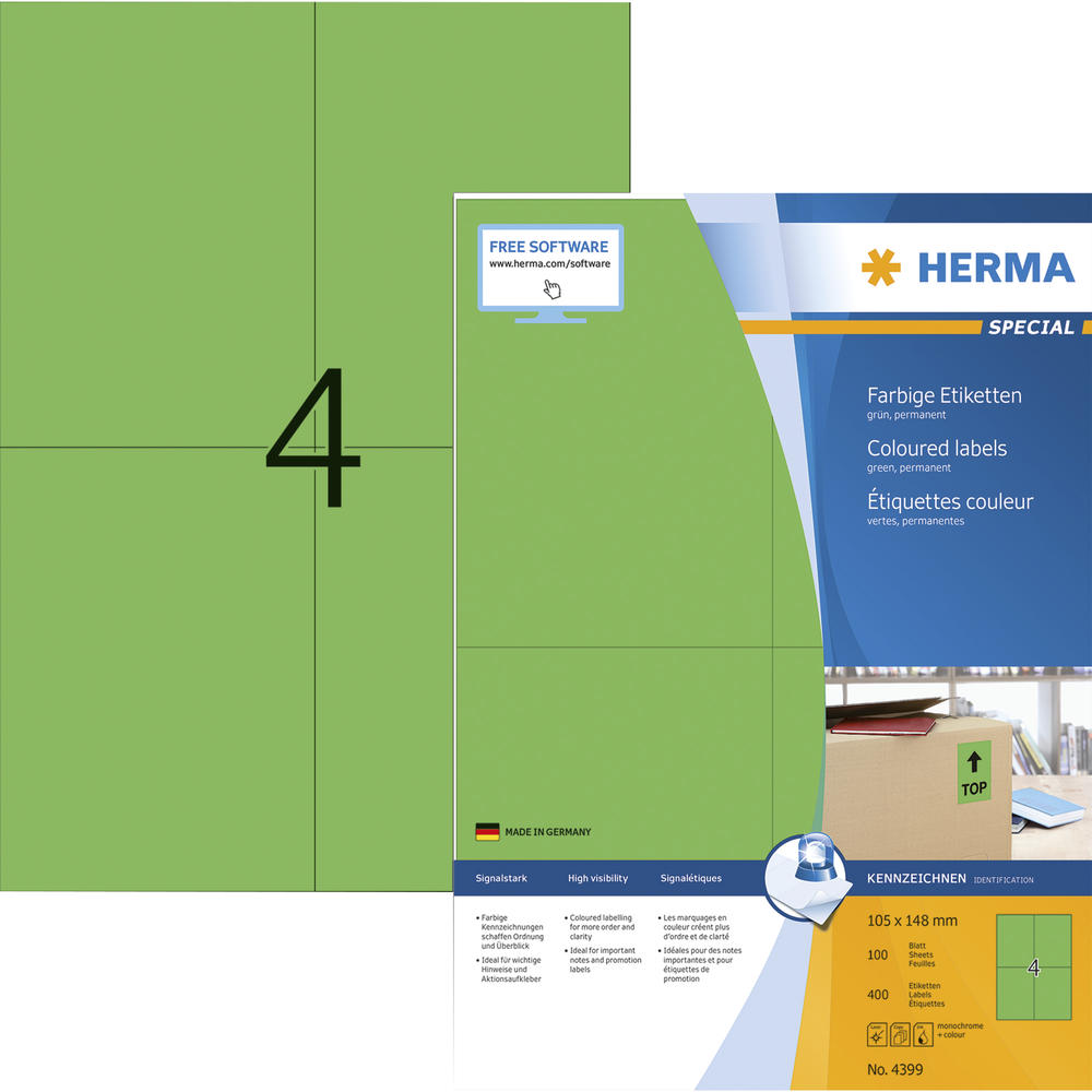 HERMA Etikett SPECIAL 4399 105x148mm grün 400