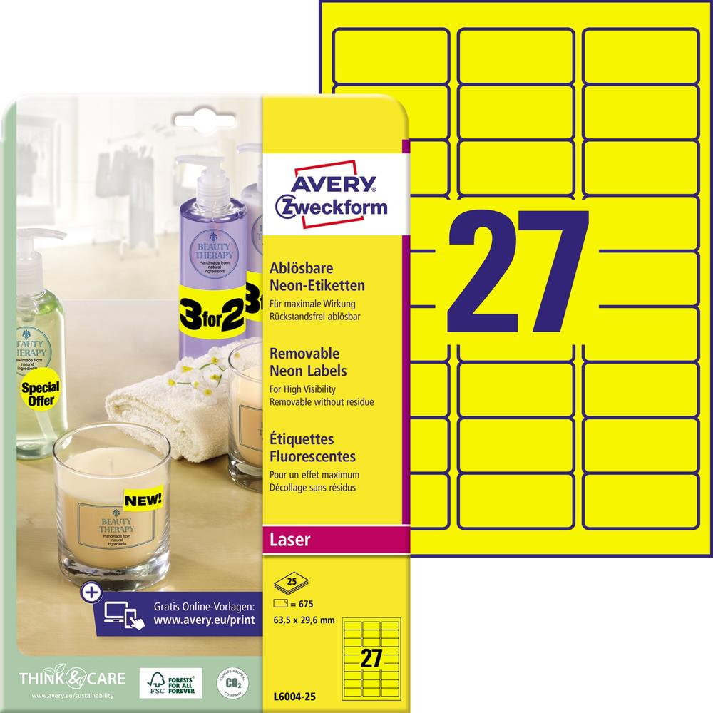 Avery Zweckform Etikett L6004-25 63,5x29,6mm