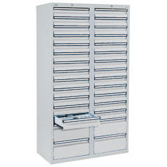 Schubladenschrank SYSTEM DTS 410 | Lichtgrau RAL 7035 | 1800 | 1000 | 30 Schübe