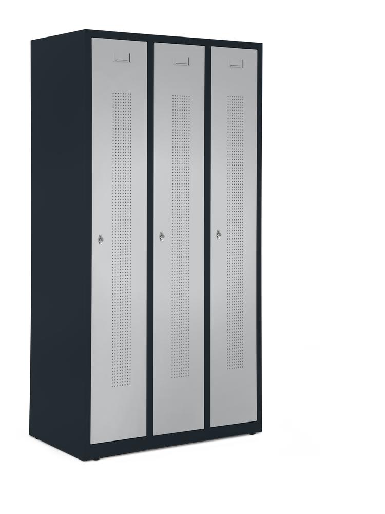 Garderobenspinde SYSTEM SP1 bodenstehend | Alusilber RAL 9006 | Bodenstehend | 400 | Drehriegelverschluss