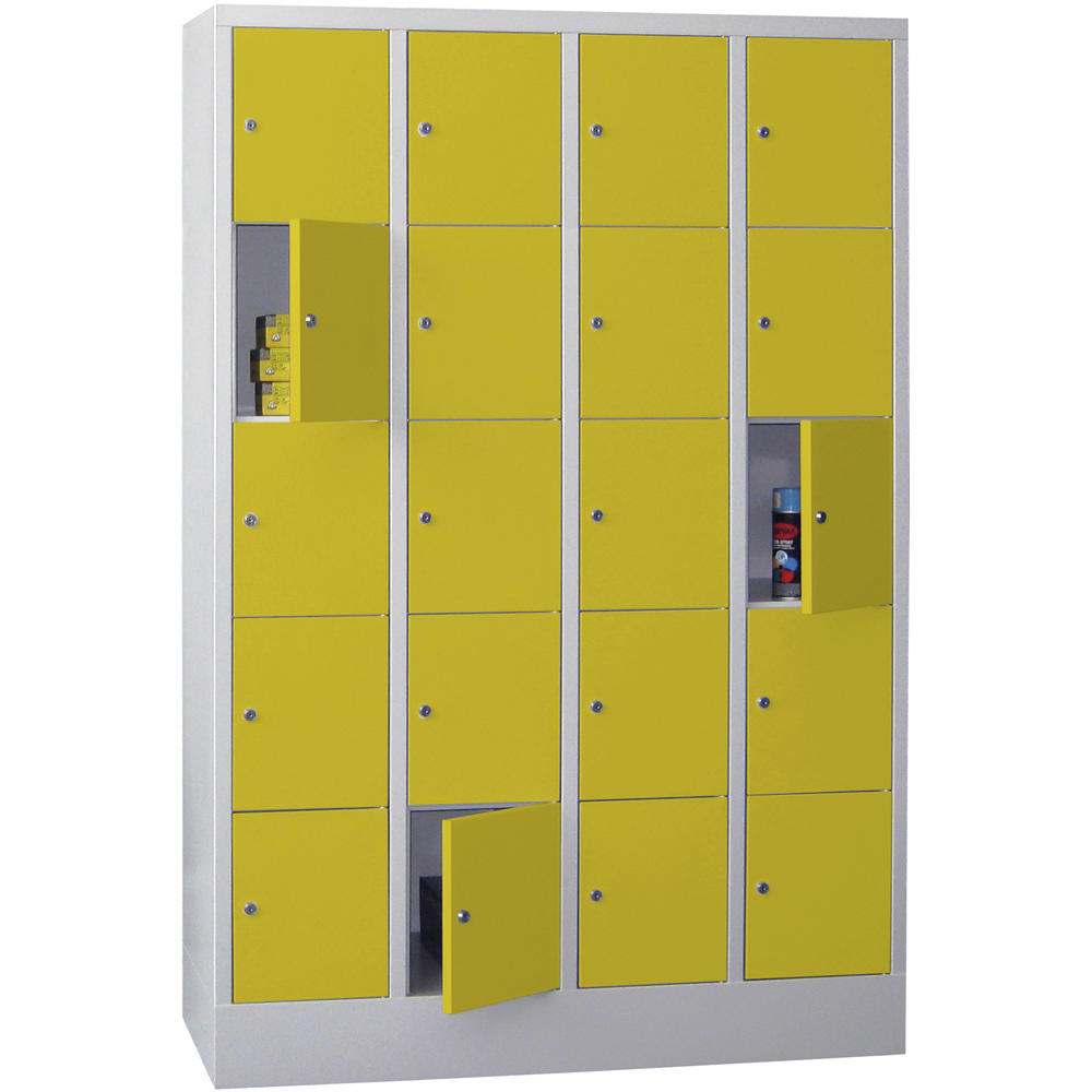 Schließfachschrank CLASSIC mit glatten Türen | Zinkgelb RAL 1018 | 300 | 4 | 20