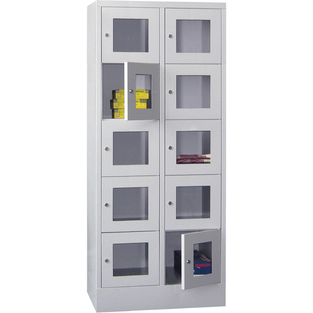 Schließfachschrank CLASSIC mit Sichtfenstertüren | Lichtgrau RAL 7035 | 400 | 2 | 10