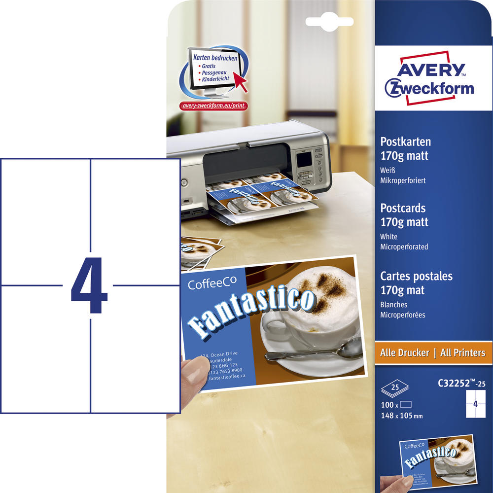 Avery Zweckform Postkarte C32252-25 148x105mm