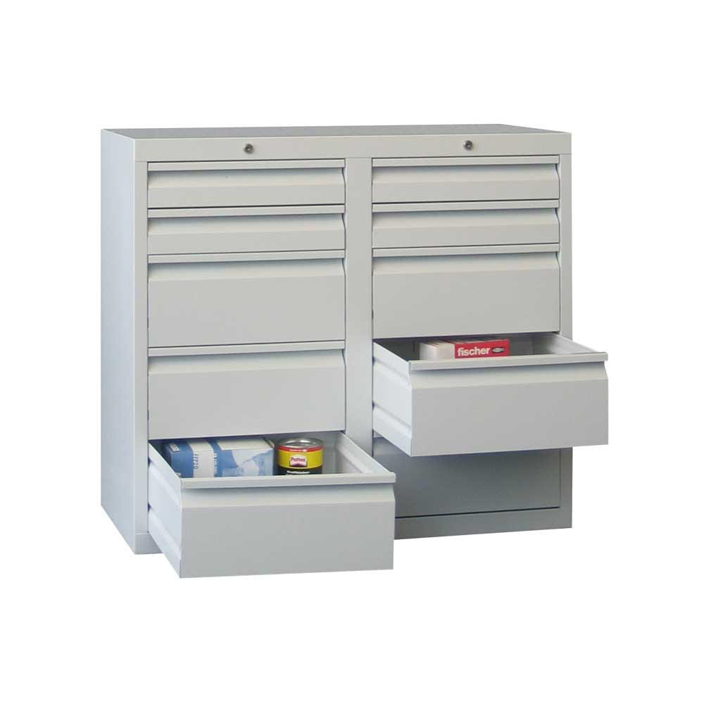 Schubladenschrank SB 200 | Lichtgrau RAL 7035 | 1000 | 10 Schübe