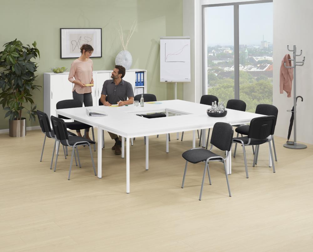 Konferenztisch BASE LINE-PRO | Weiß | 1600 | 800 | Weiß | Rechteck