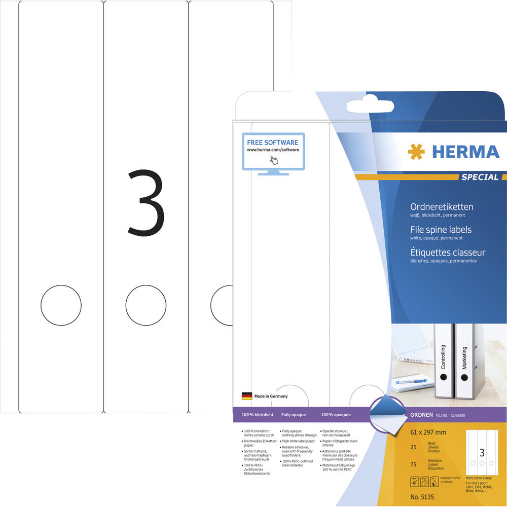 HERMA Ordneretikett 5135 lang/breit sk ws 75
