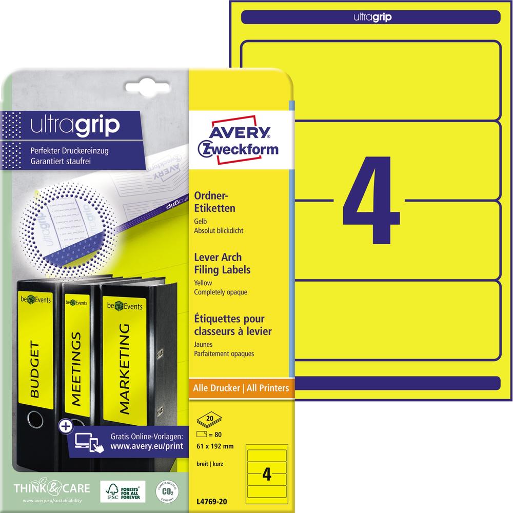 Avery Zweckform Ordneretikett L4769-20 61x192mm ge