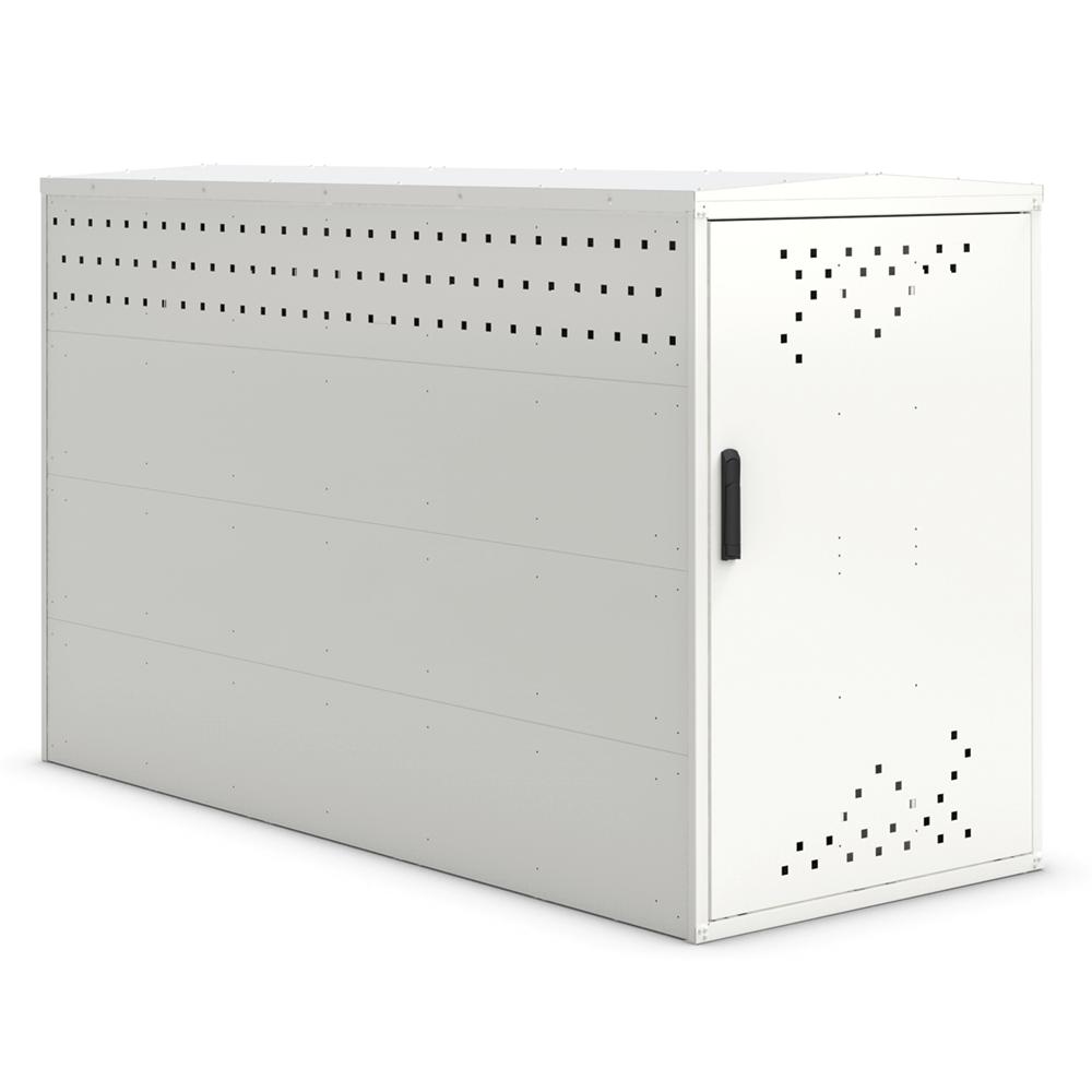 Fahrradgarage Bike Box | Verkehrsweiß RAL 9016 | Grundeinheit mit 2 Seitenwänden | Giebeldach/Spitzdach