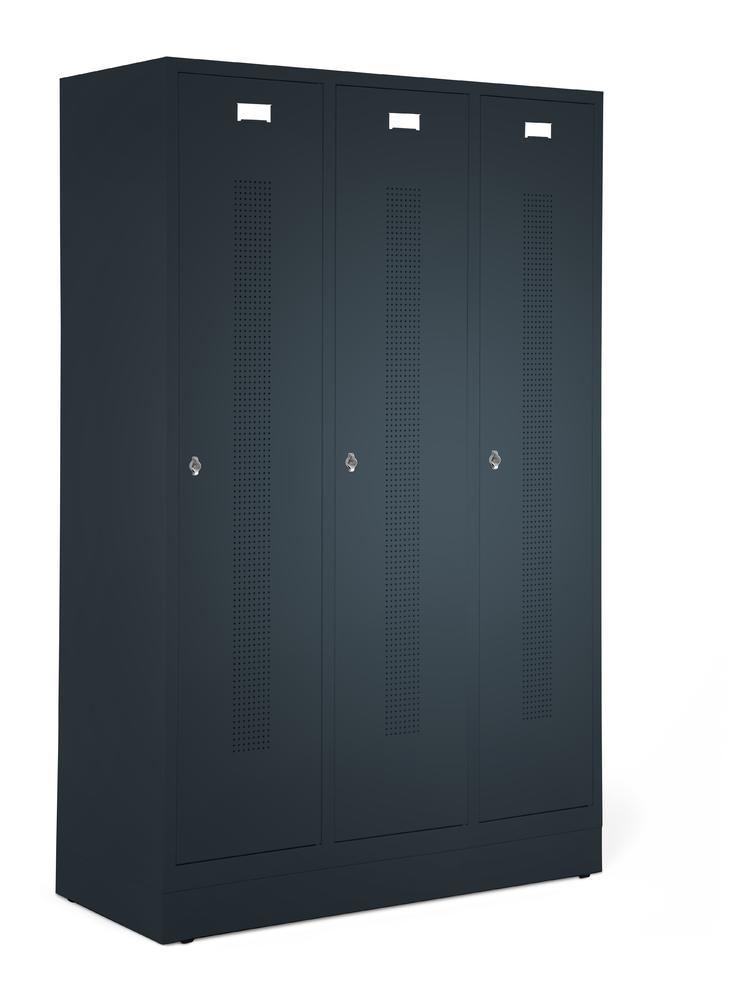 Garderobenspinde SYSTEM SP1 mit Sockel | Anthrazit RAL 7021 | mit Sockel | 400 | Drehriegelverschluss