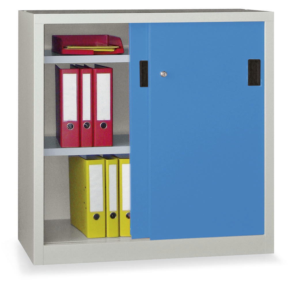Schiebetüren-Stahlschrank SYSTEM FLEX | Lichtblau RAL 5012 | 1000 | 500 | mit Stahltüren