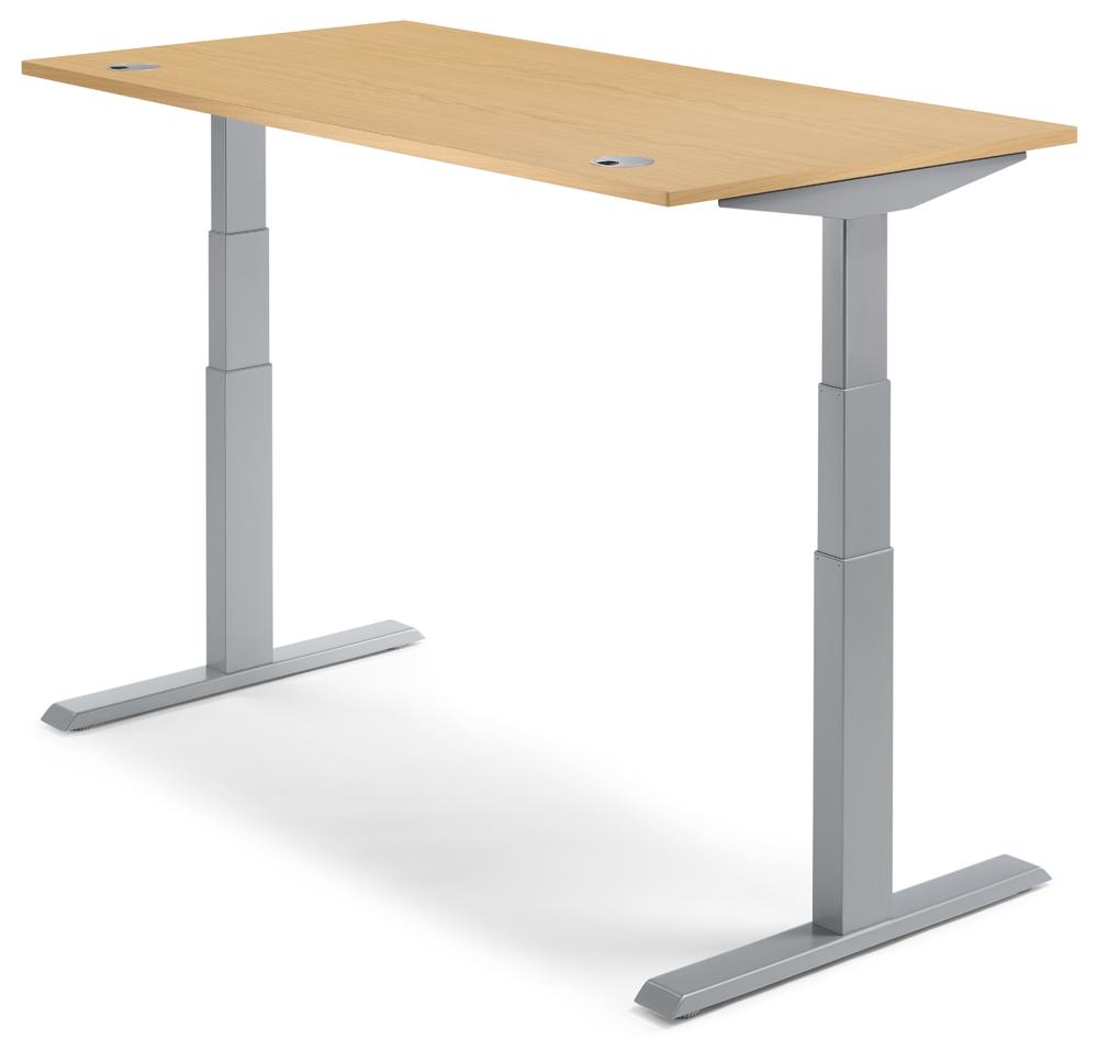 Höhenverstellbarer Schreibtisch PROFI MODUL | Buchedekor | 1800 | Alusilber