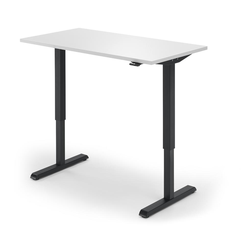 Höhenverstellbarer Schreibtisch Tiefe 650 mm | Weiß | 1600 | Schwarz