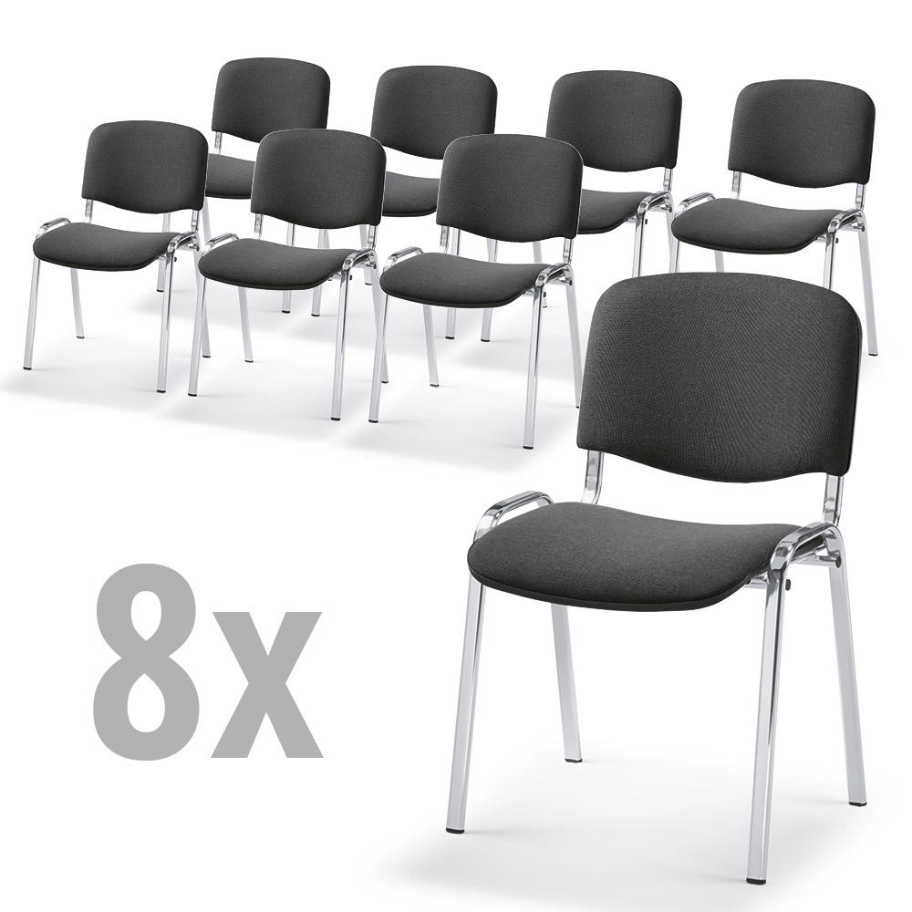 8er Set-Besucherstühle ISO | Anthrazit | Verchromt