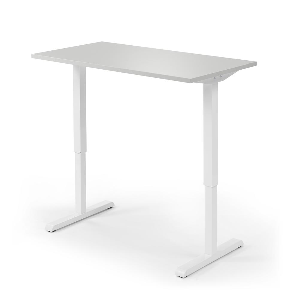 Höhenverstellbarer Schreibtisch Tiefe 650 mm | Lichtgrau | 1600 | Weiß