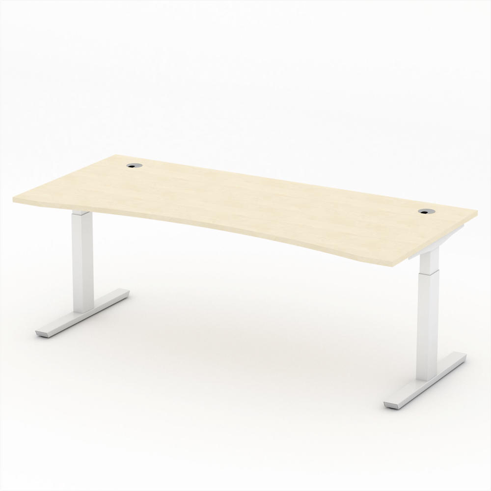 Schreibtisch Cockpit T-Fuß PROFI MODUL | Ahorndekor | 1800 | Weiß