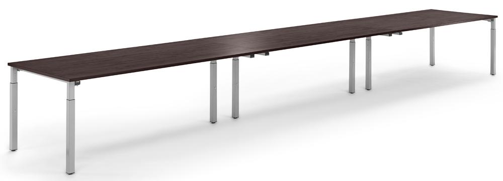 Konferenztisch System MODUL | Nussdekor dunkel | 6000 | 1000 | Alusilber RAL 9006
