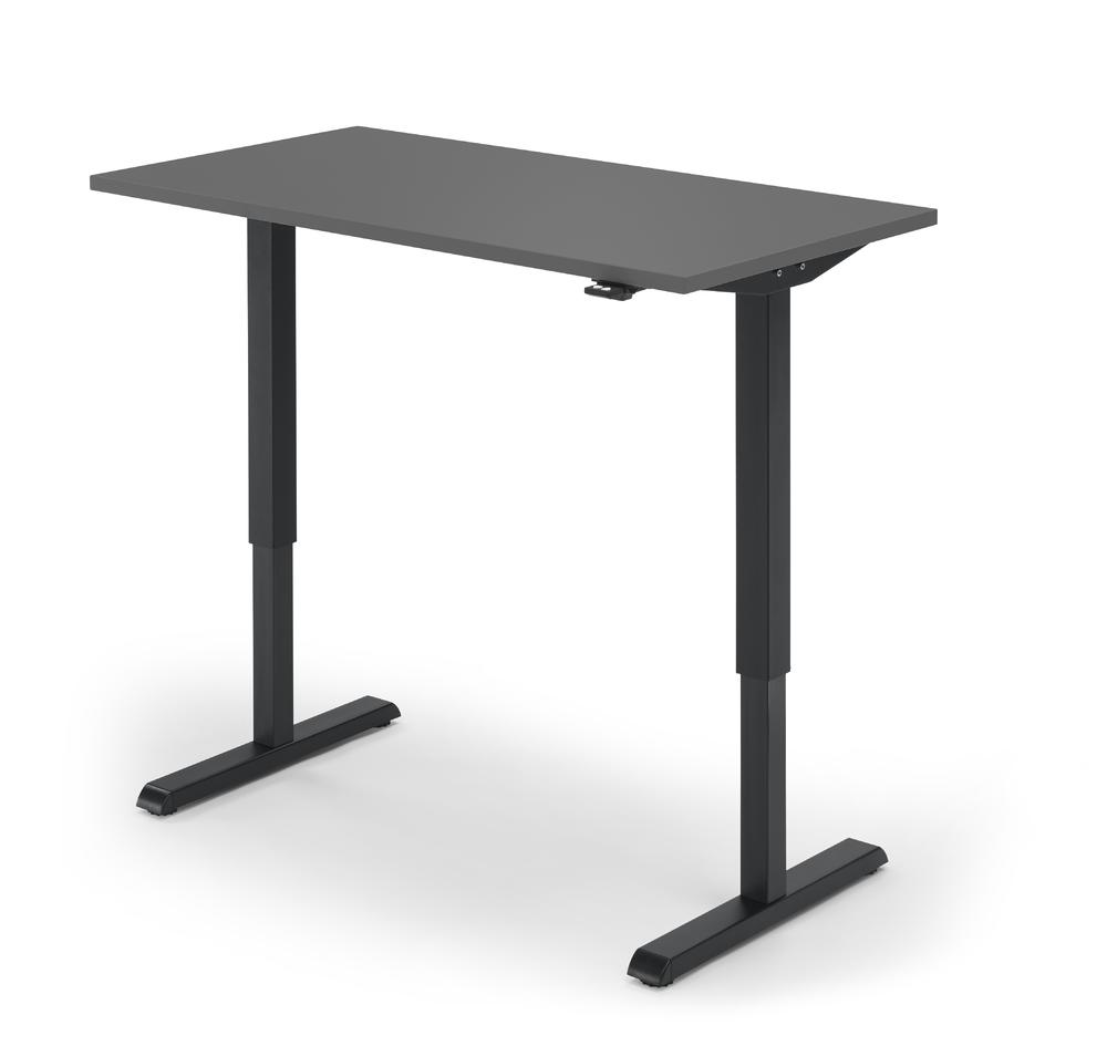 Höhenverstellbarer Schreibtisch Tiefe 650 mm | Anthrazit | 1200 | Schwarz