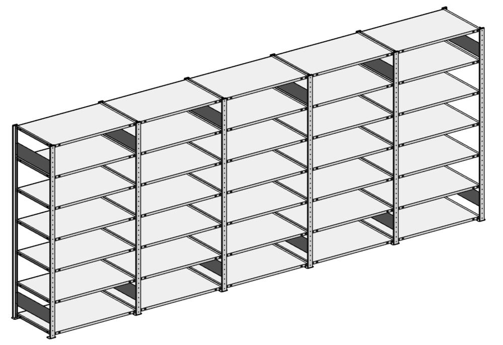 Steckregal ST 3000 - Komplettangebot | Fünferregal, Breite 5084 mm | 150 | 600