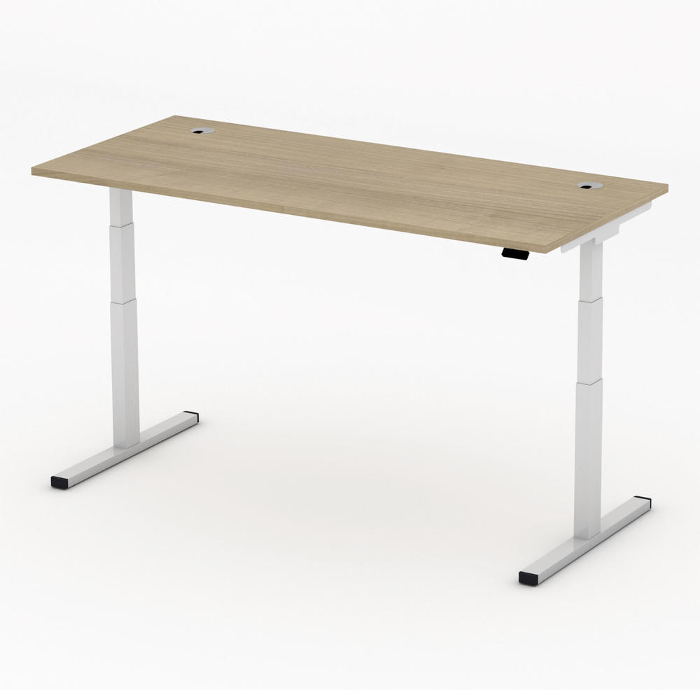 Höhenverstellbarer Schreibtisch MULTI MODUL-PRO | Nussdekor | 1800 | Alusilber