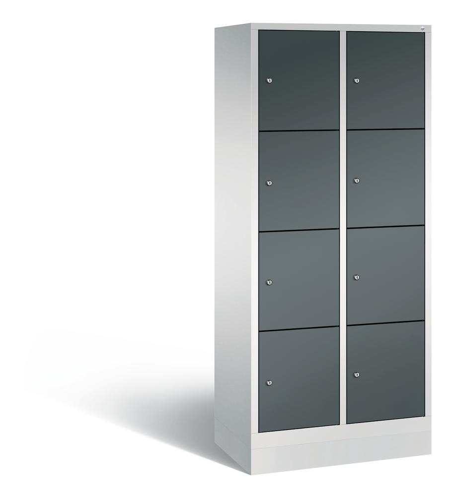 Schließfachschrank mit Ladefunktion, 8 Fächer | Anthrazitgrau RAL 7016 | Zylinderschloss | 8