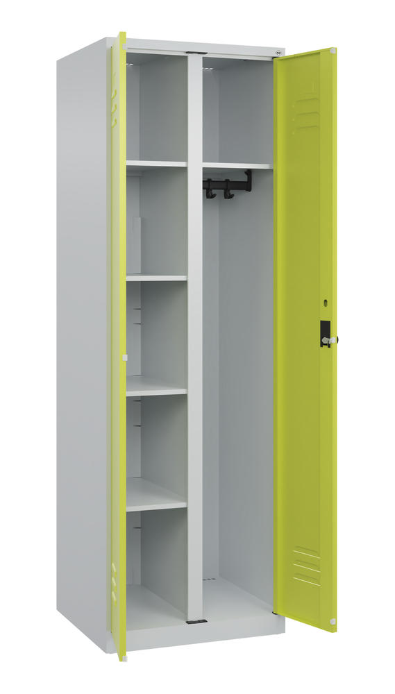 Kleider- u. Wäscheschrank, bodenstehend | Clowngrün RAL 1108060 | Bodenstehend | Lichtgrau RAL 7035 | 300