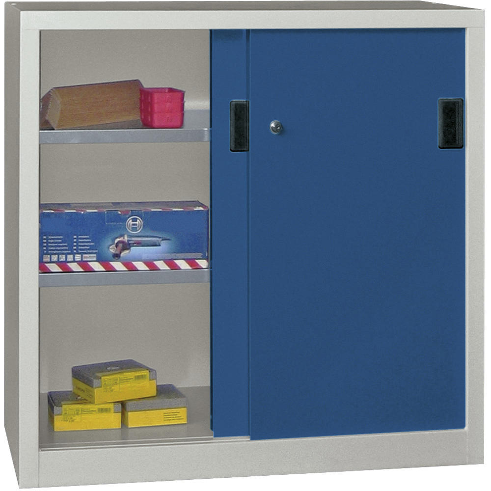 Schiebetüren-Stahlschrank SYSTEM FLEX | Enzianblau RAL 5010 | 1500 | 400 | mit Stahltüren